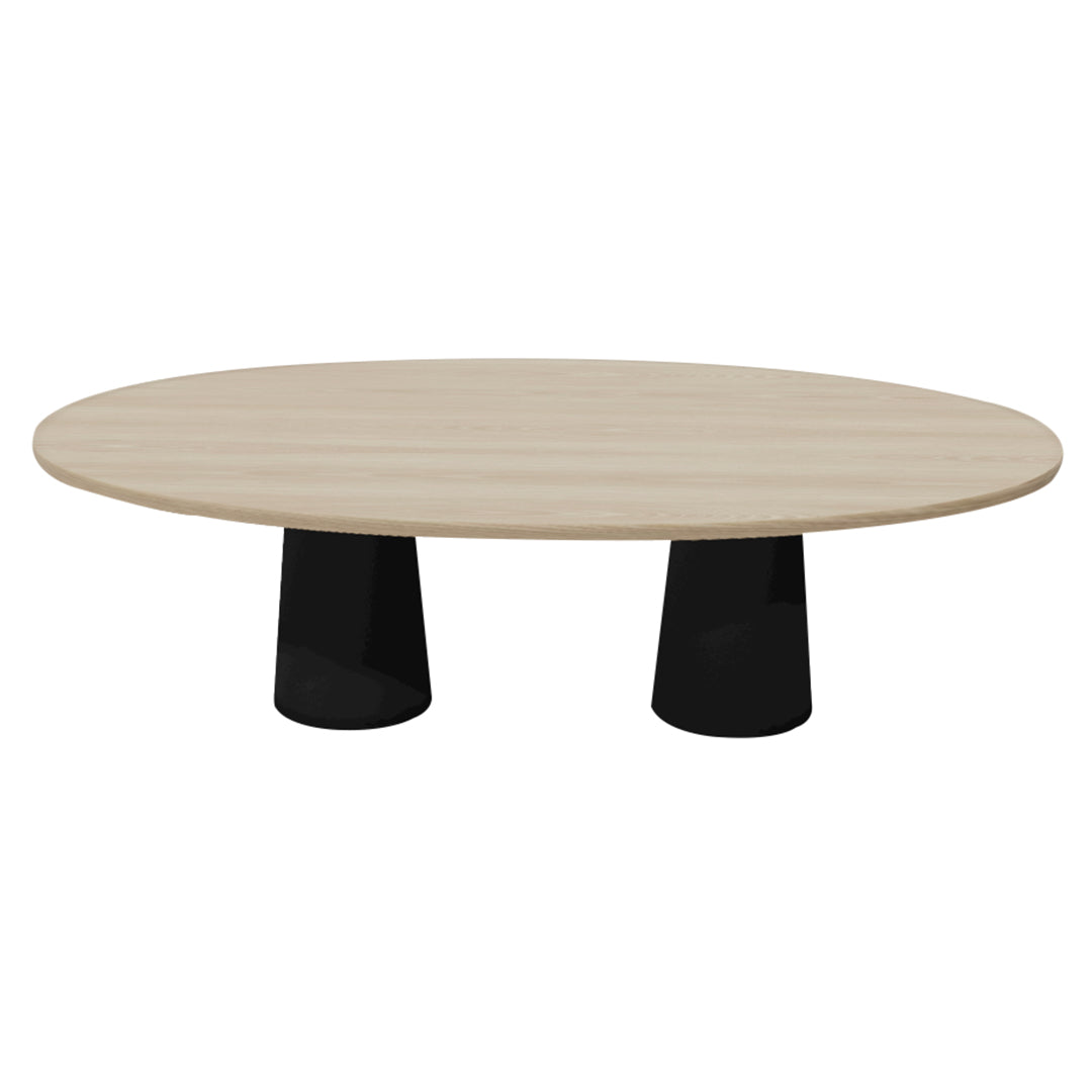 Container Oval Table: Large + Cable Feed + White Wash Stained + Black