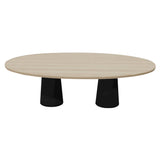 Container Oval Table: Large + Cable Feed + White Wash Stained + Black