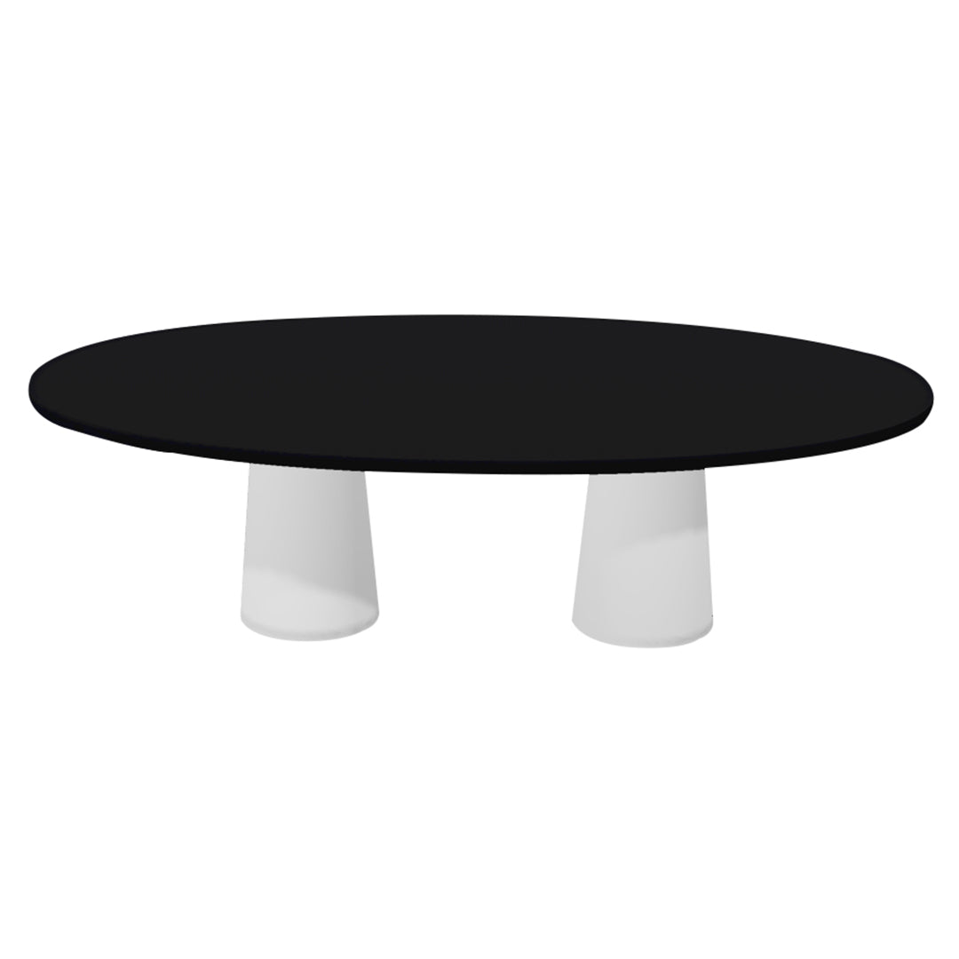 Container Oval Table: Large + Cable Feed + Jet Black + White