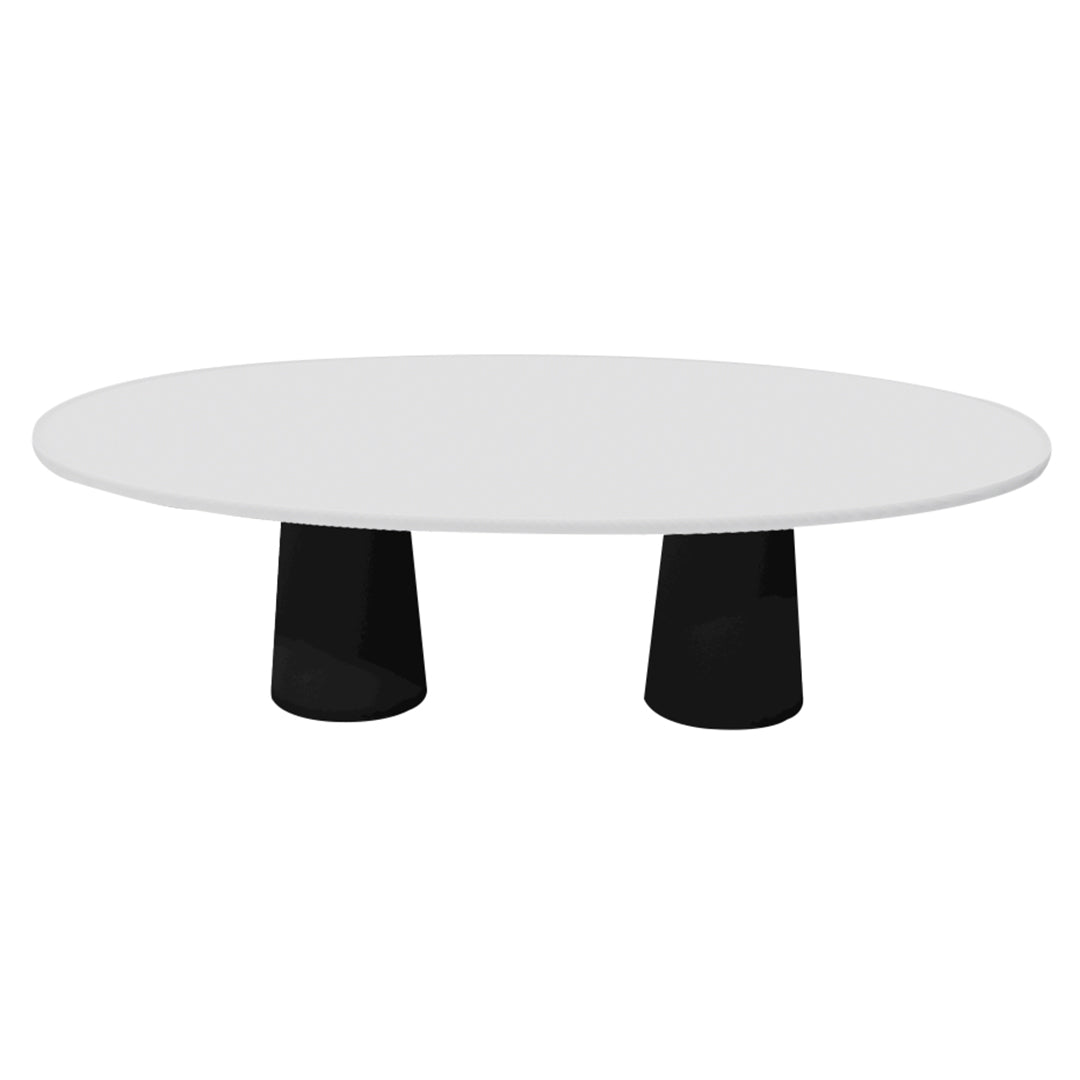 Container Oval Table: Large + Cable Feed + Traffic White + Black