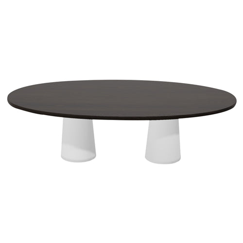 Container Oval Table: Large + Grey Stained + White