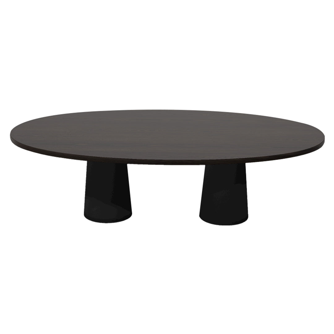 Container Oval Table: Large + Grey Stained + Black
