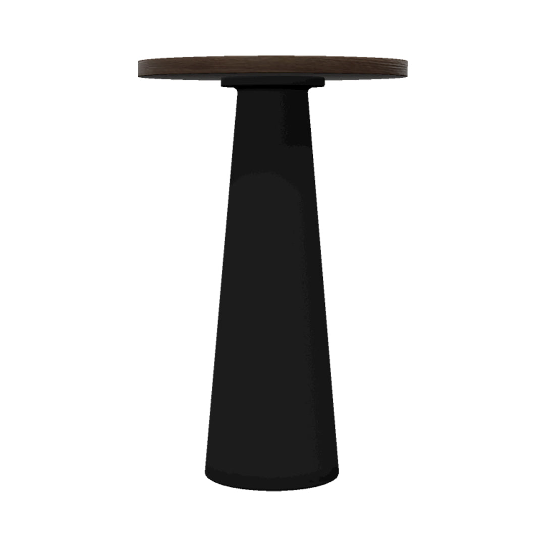 Container Bar Table: Round + Cinnamon + Black