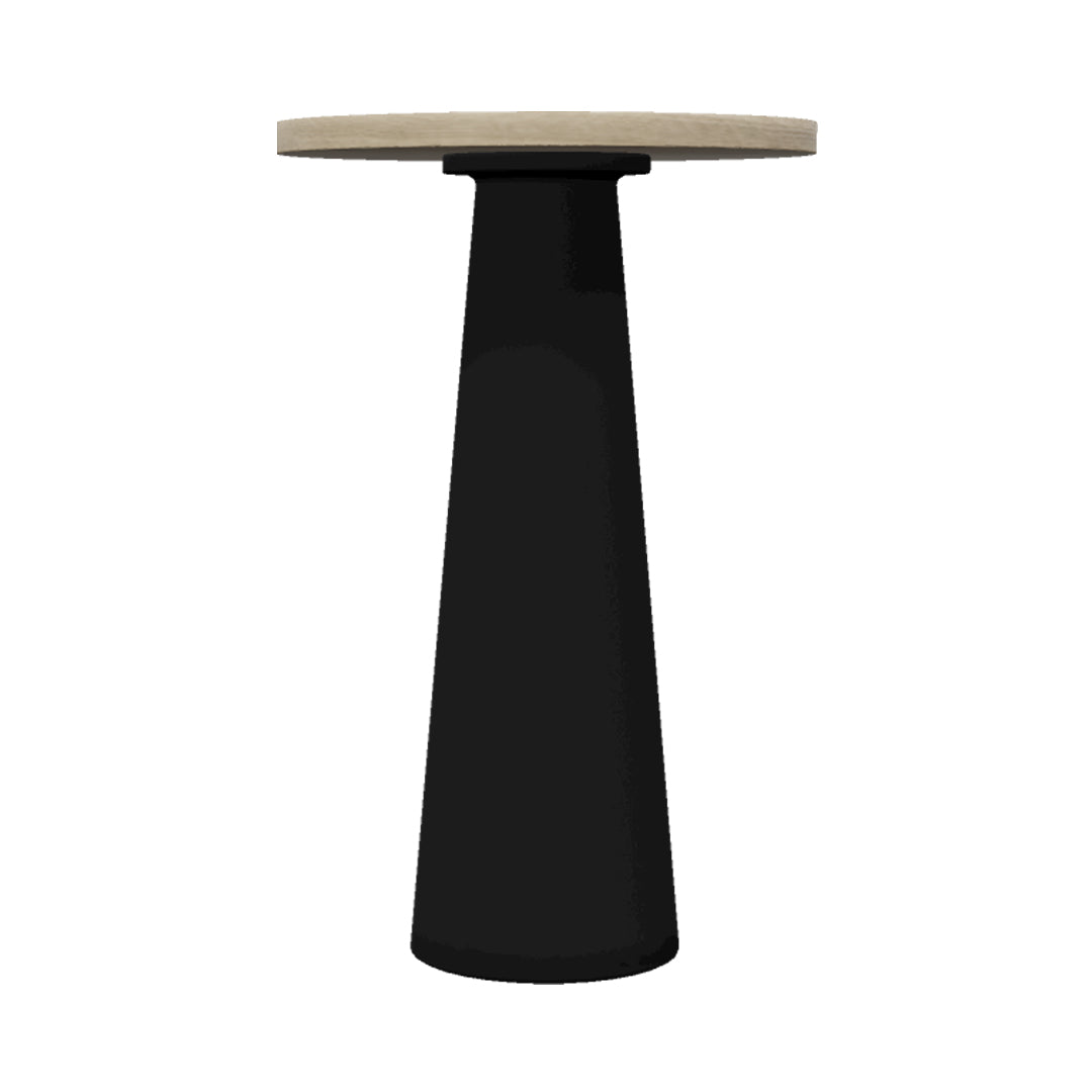 Container Bar Table: Round + White Wash + Black
