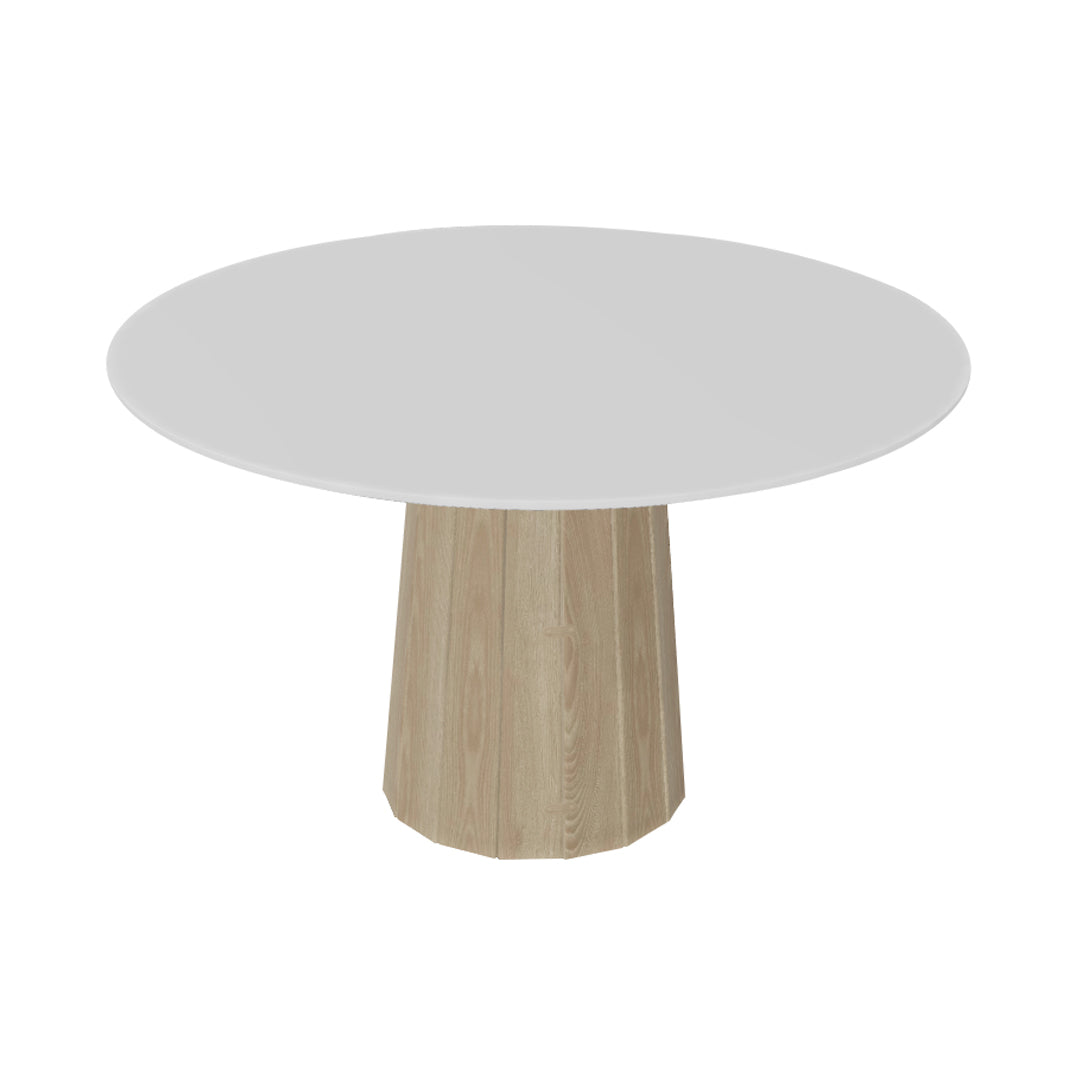 Container HPL Round Table: Medium + Bodhi Cover + White + White Wash