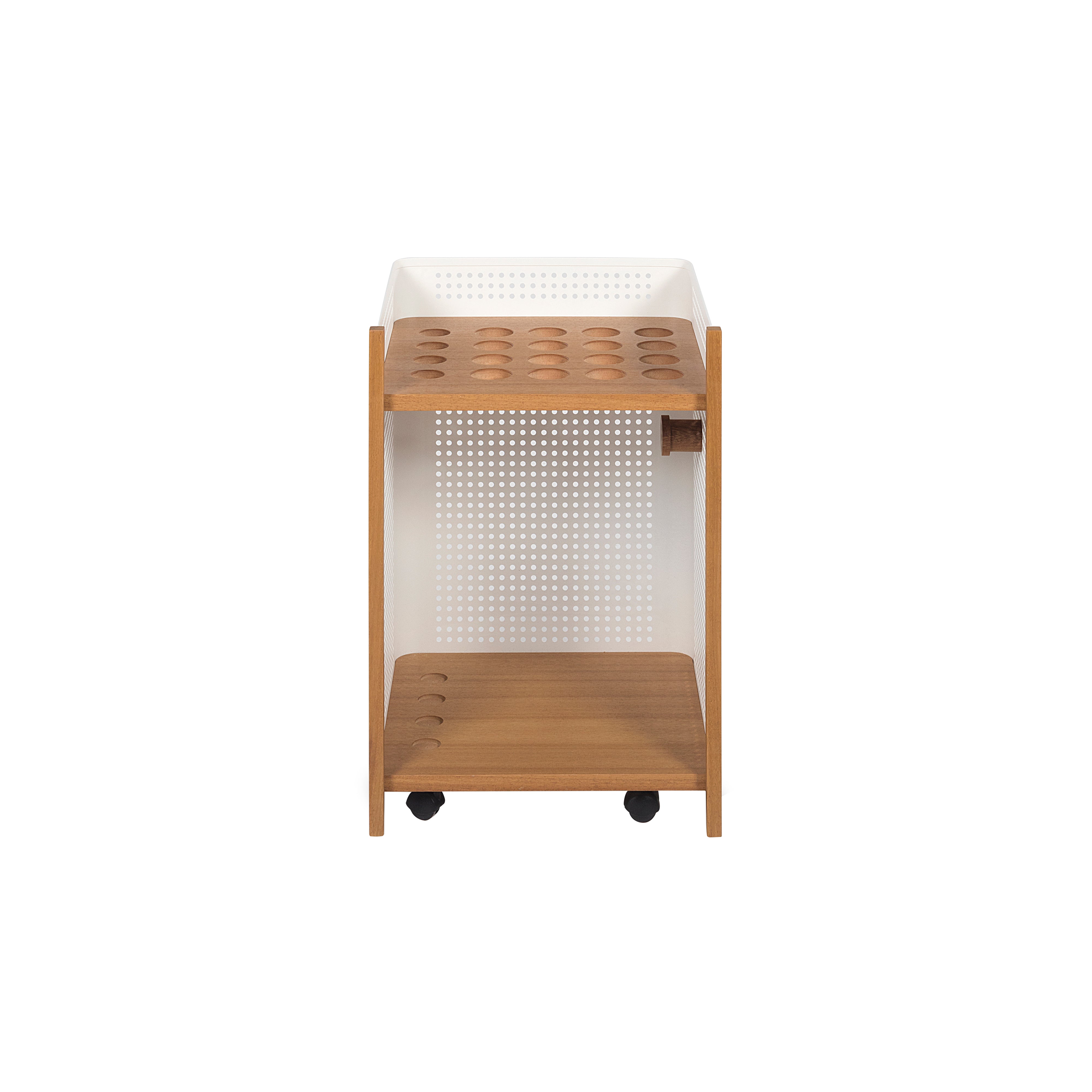 Mou Floor Cue Rack: Iroko + White