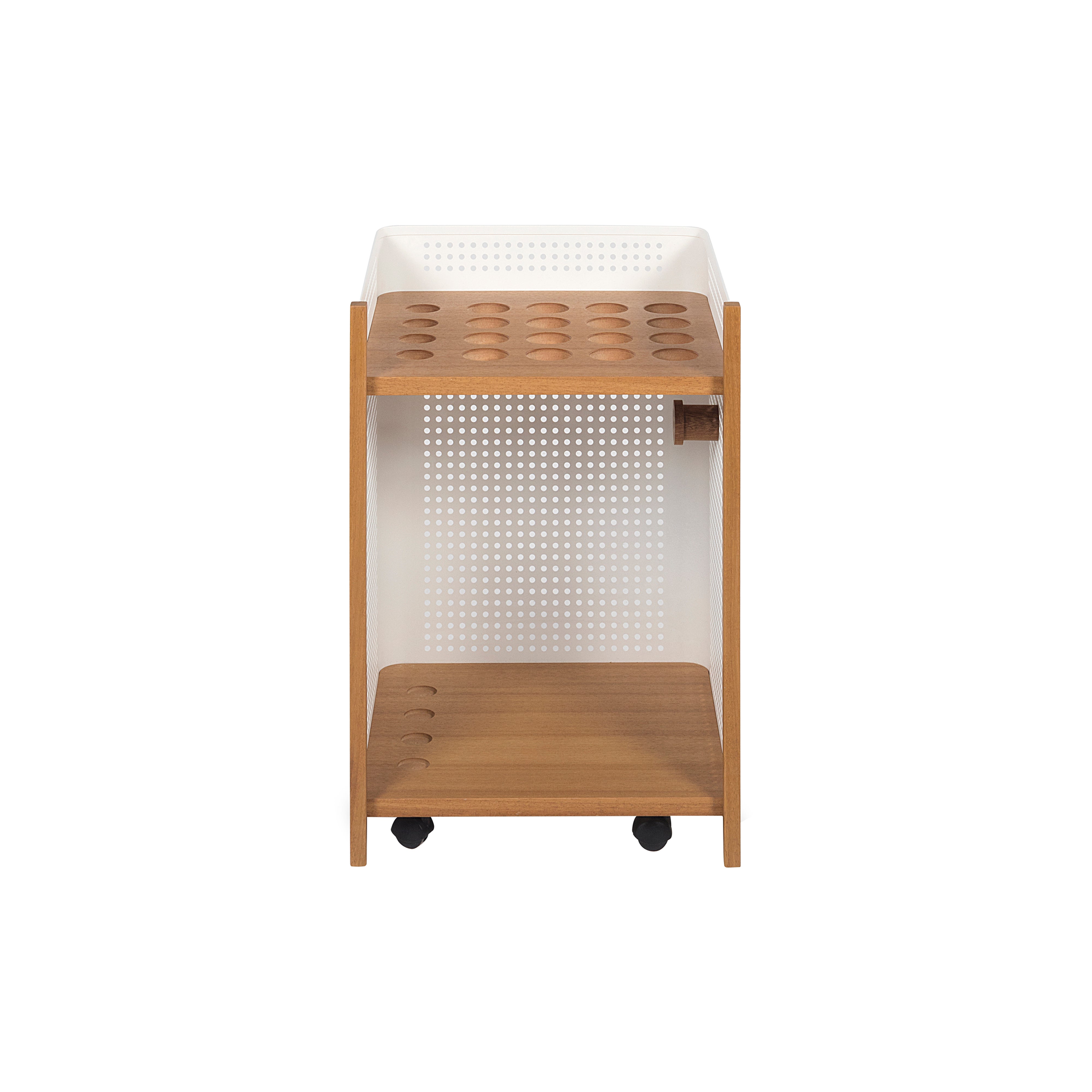 Mou Floor Cue Rack: Iroko + White