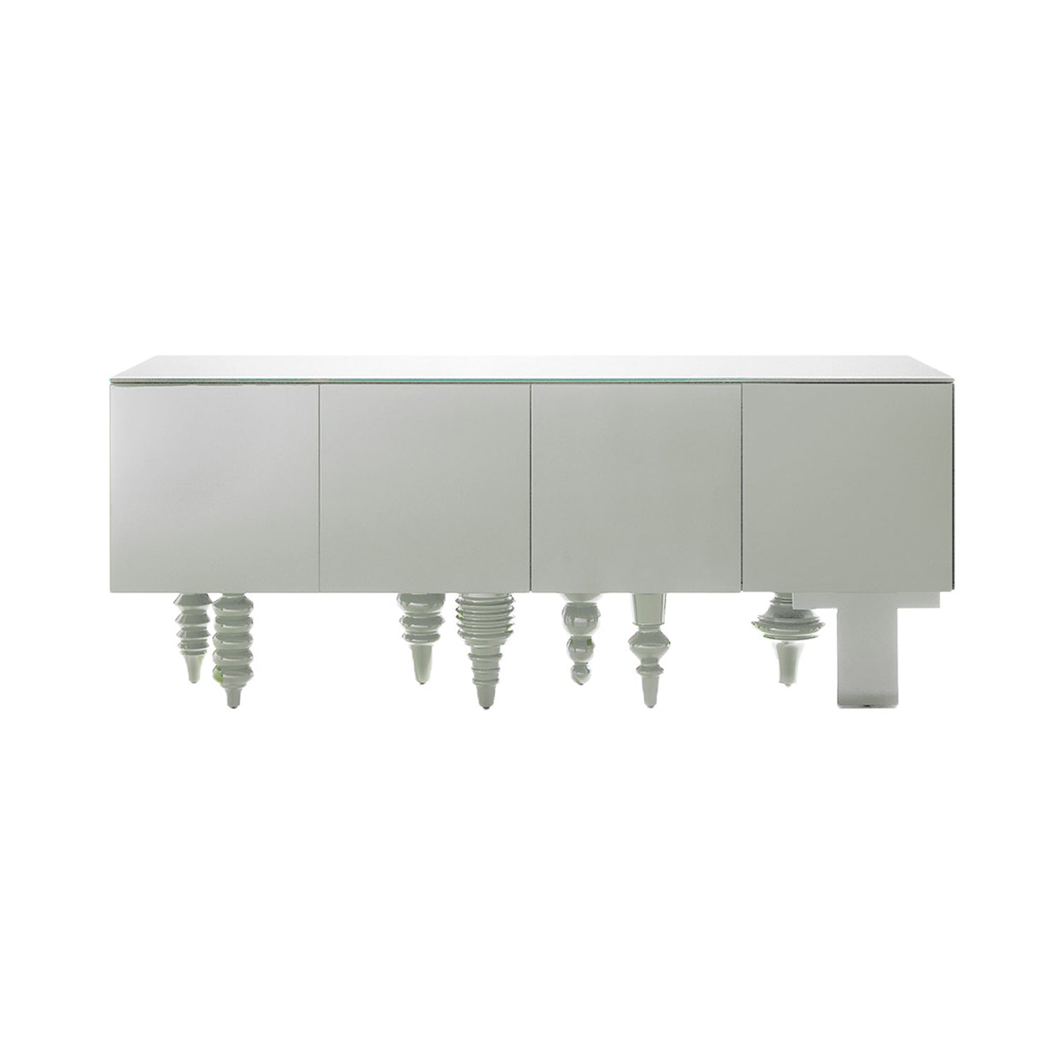Multileg Cabinet: Glass + Configuration 3 + Matte Lacquer White