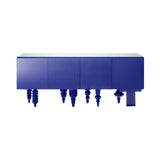 Multileg Cabinet: Glass + Configuration 3 + Gloss Lacquer Blue B32