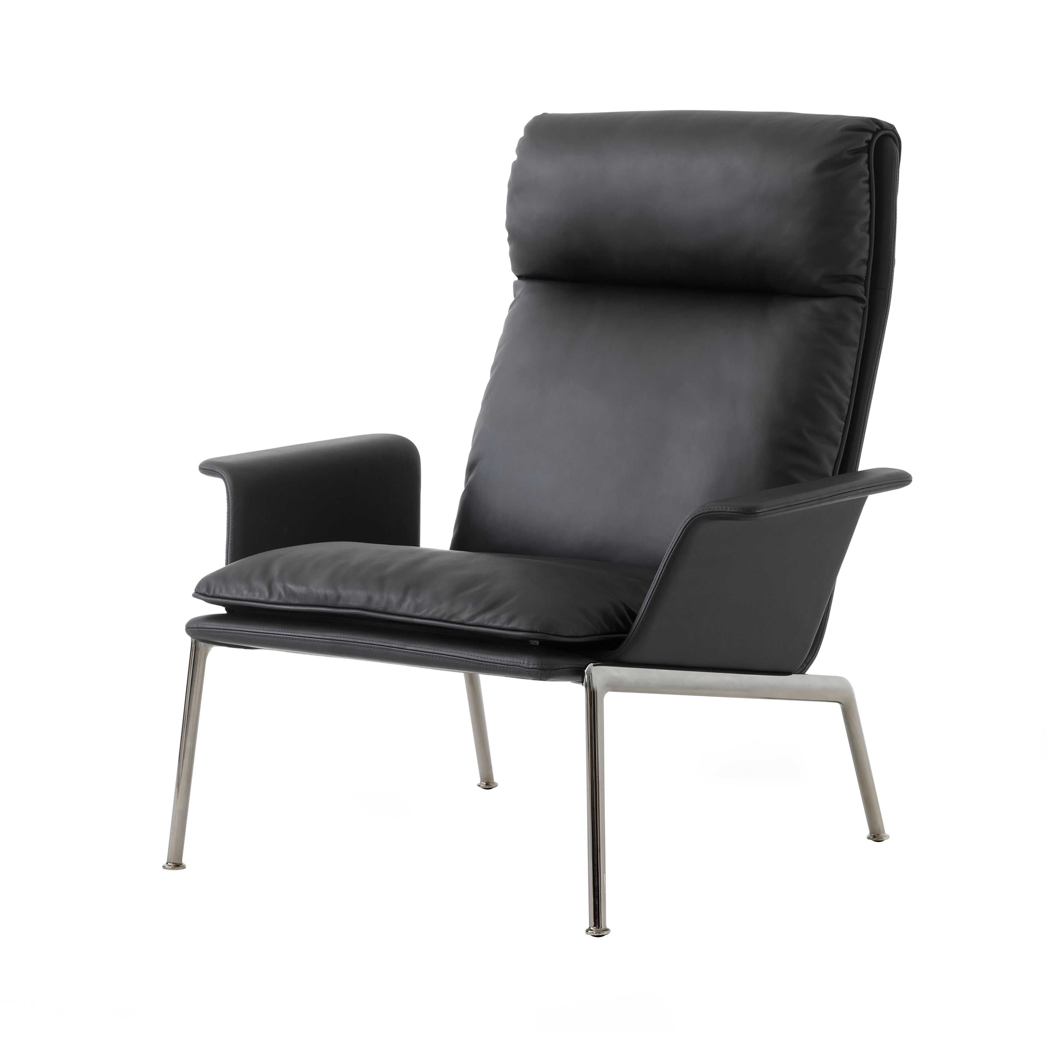 Muno Highback Lounge Armchair: LN17 + Dark Chrome