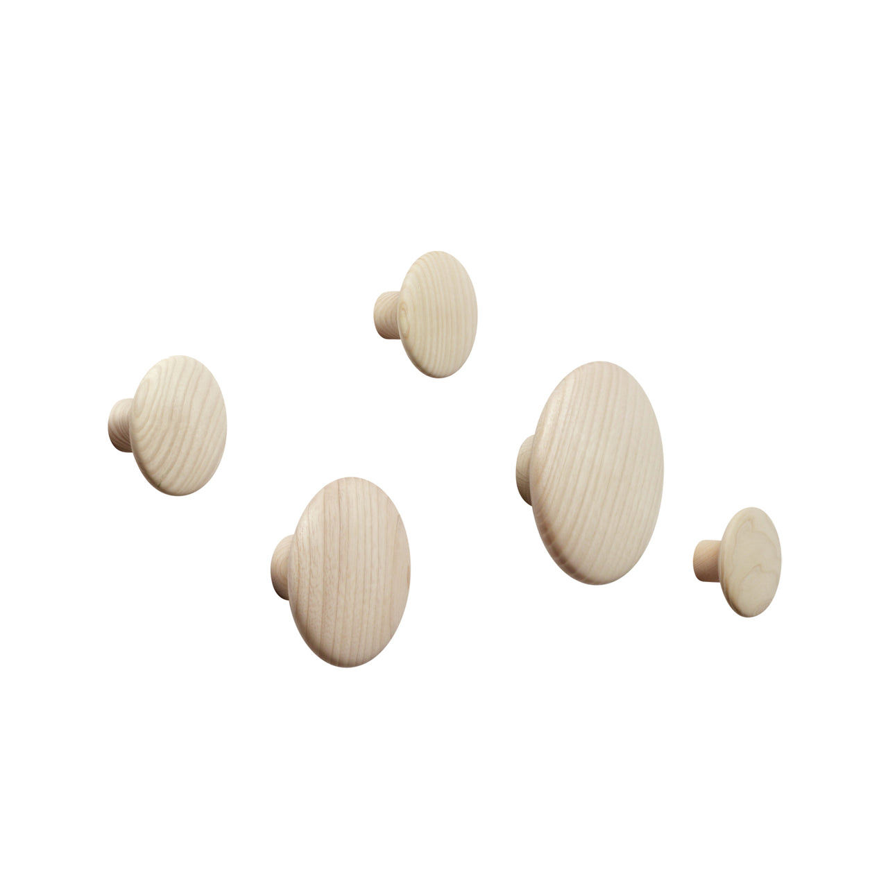 The Dots Wall Hooks: Set of 5 + Oak