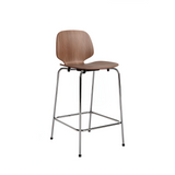 My Chair Bar + Counter Stool: Metal Base + Counter + Walnut + Chrome