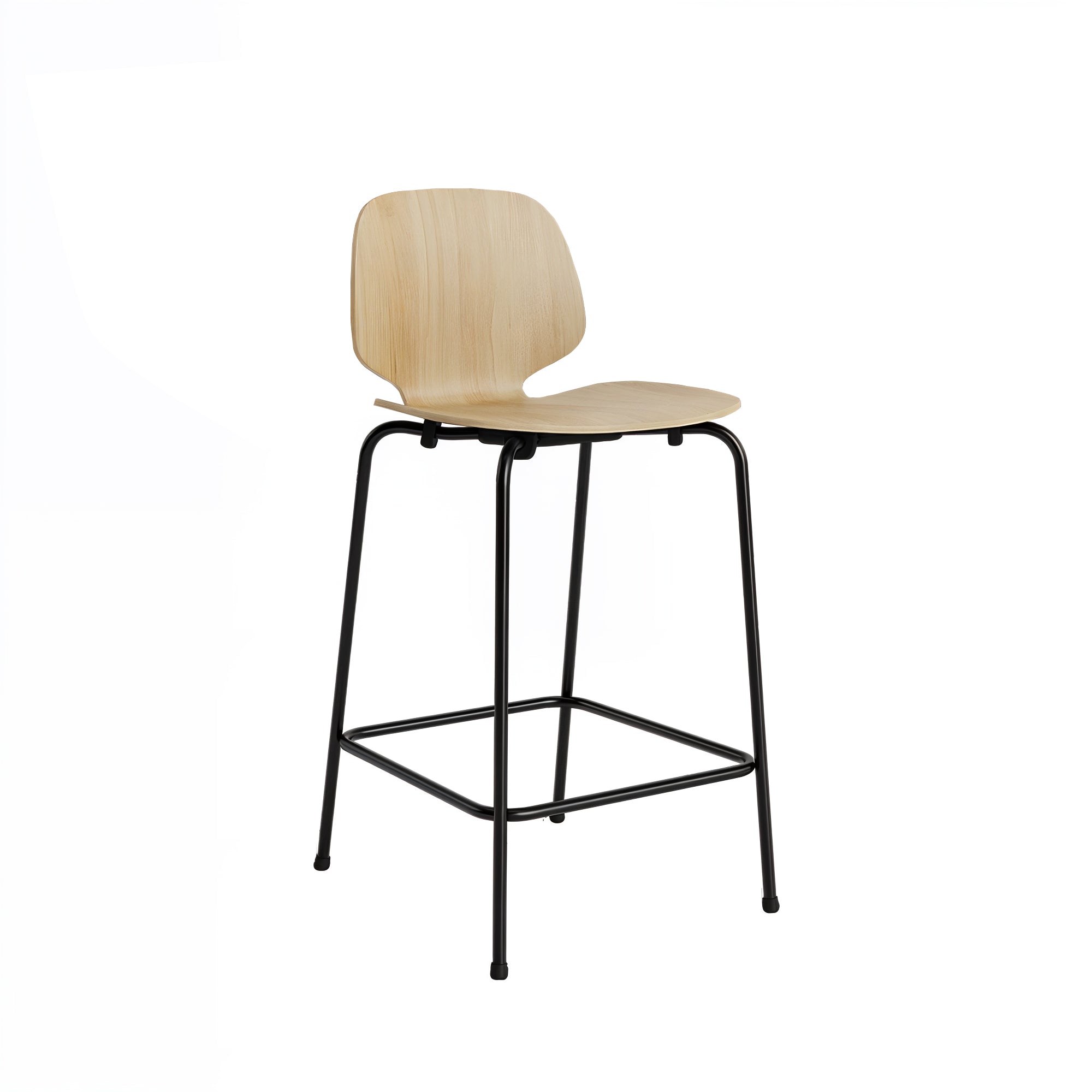 My Chair Bar + Counter Stool: Metal Base + Counter + Oak + Black Steel