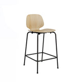 My Chair Bar + Counter Stool: Metal Base + Counter + Oak + Black Steel