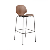 My Chair Bar + Counter Stool: Metal Base + Bar + Walnut + Chrome