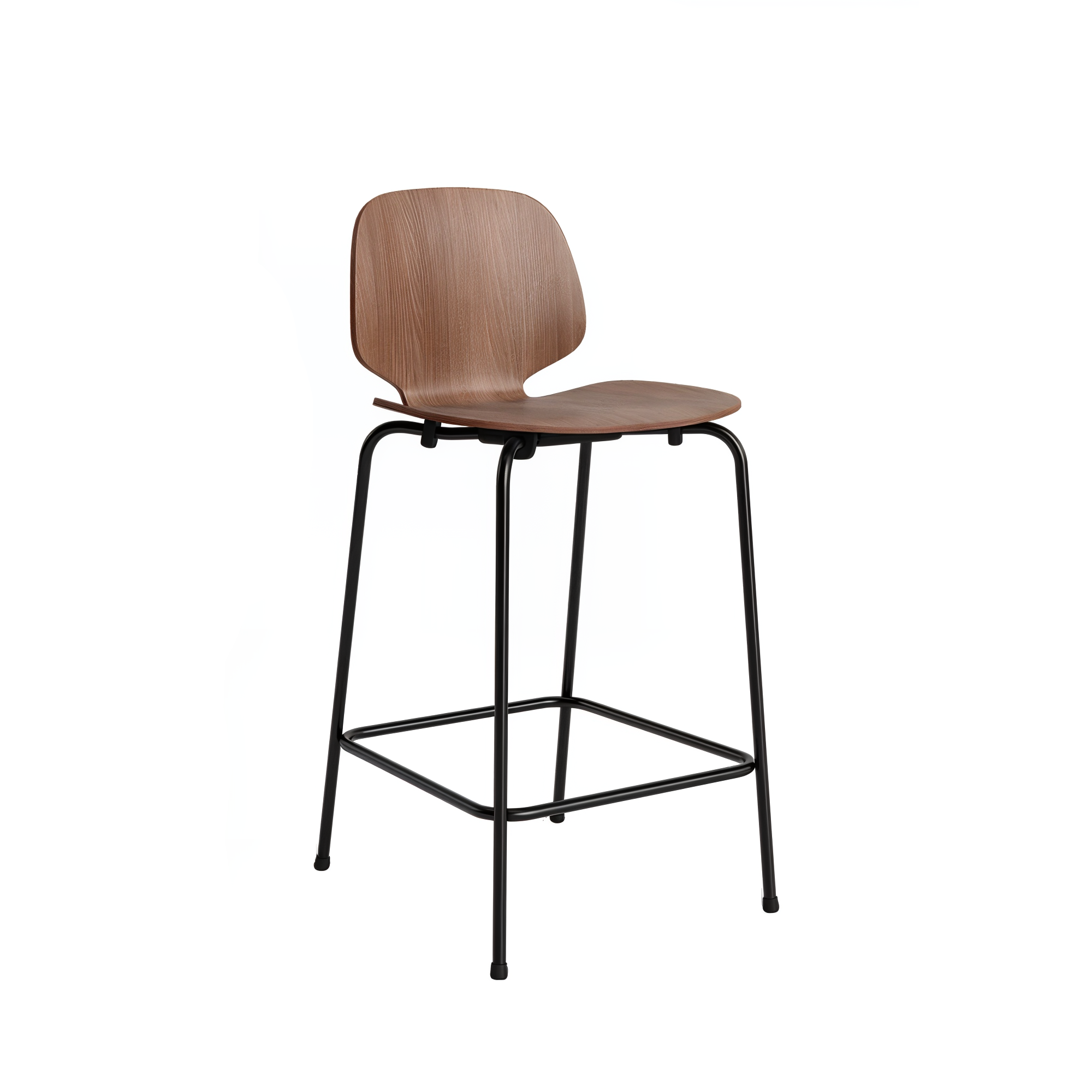 My Chair Bar + Counter Stool: Metal Base + Counter + Walnut + Black Steel
