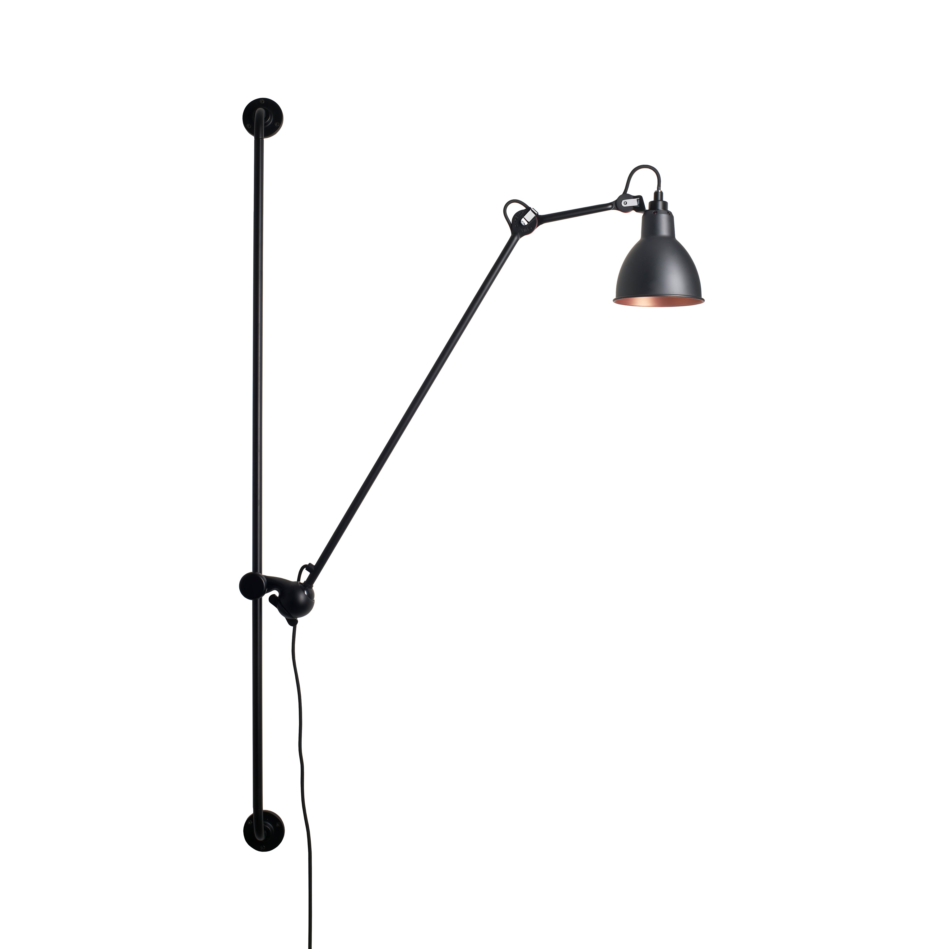 Lampe Gras N°214 Lamp: Black + Copper + Round