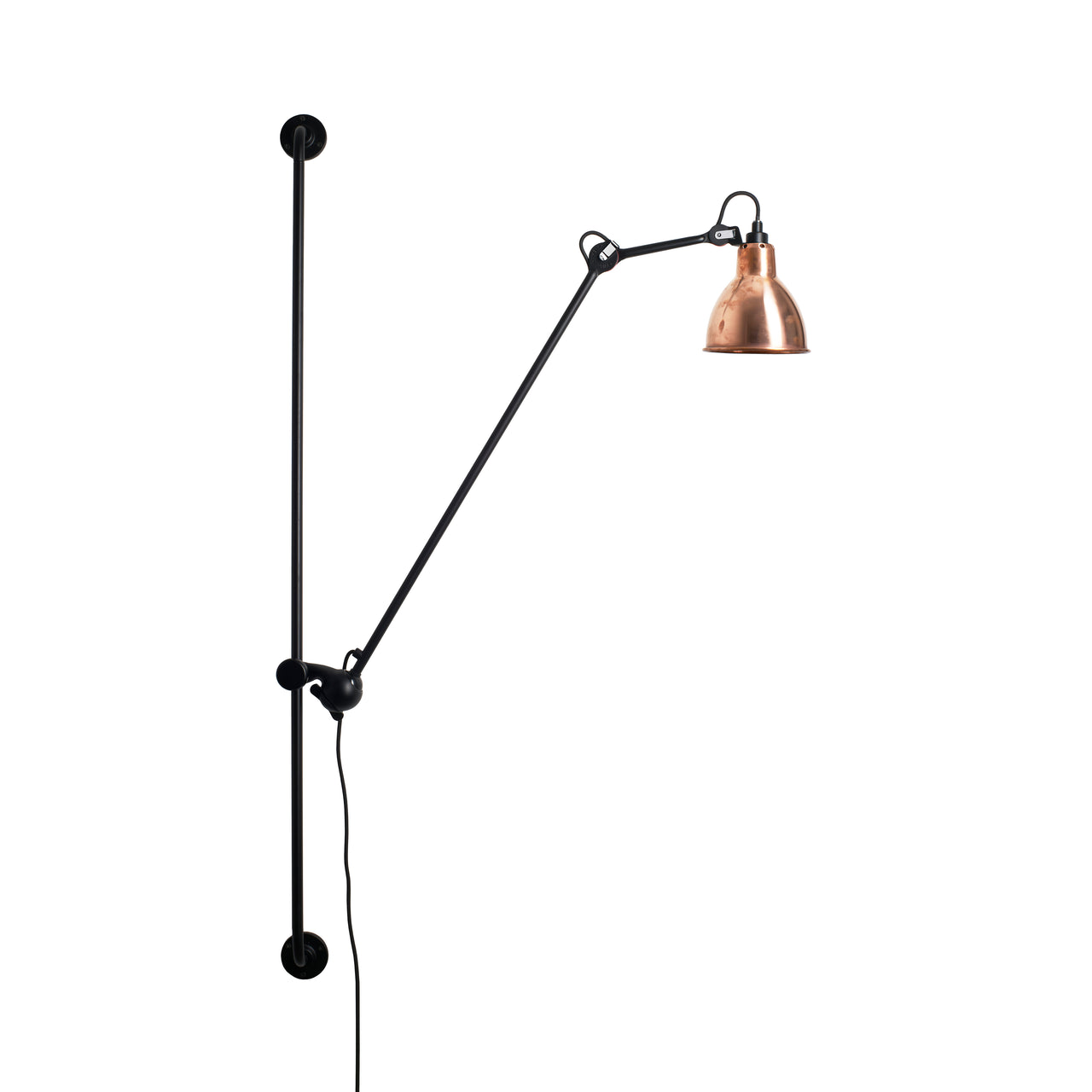 Lampe Gras N°214 Lamp: Raw Copper + Round