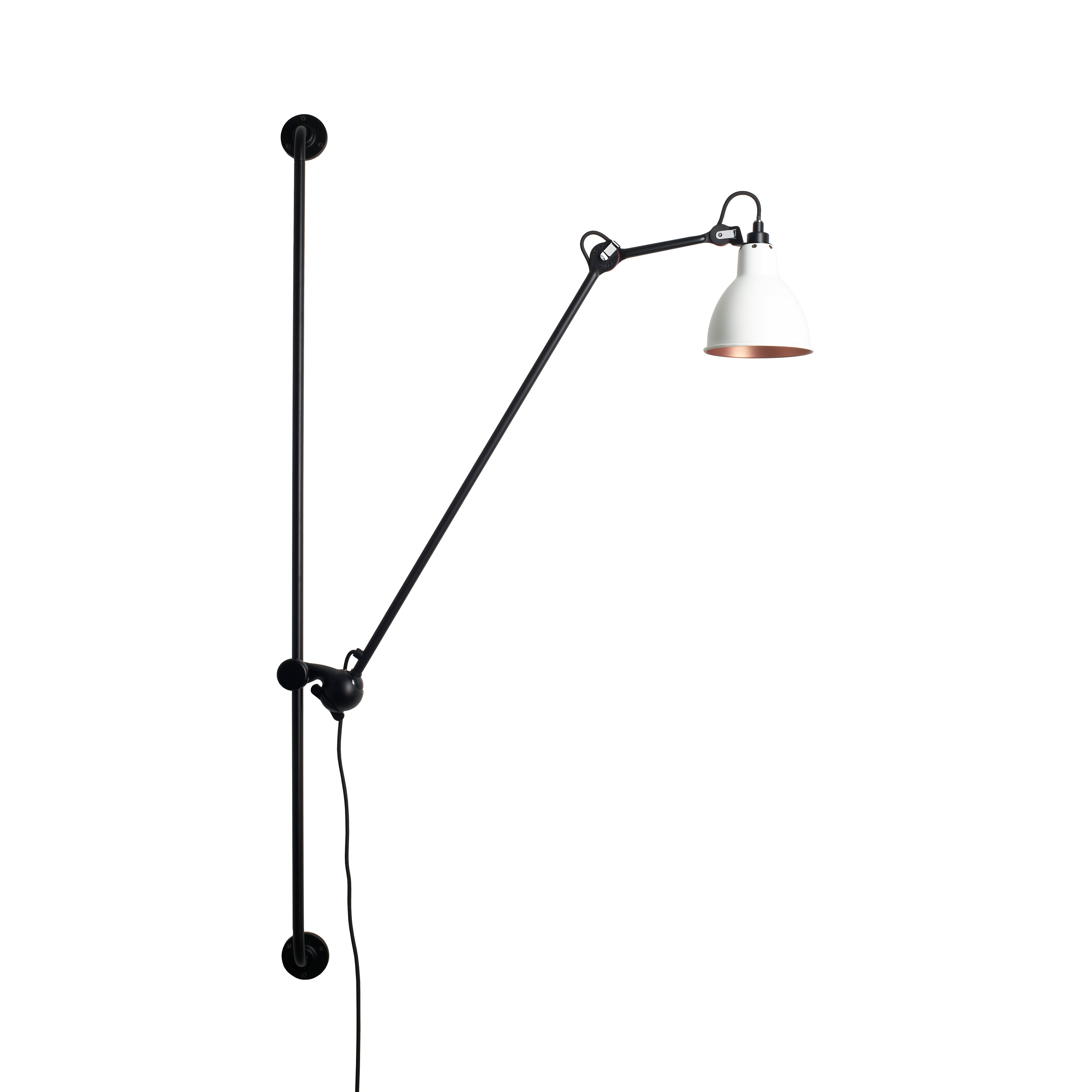 Lampe Gras N°214 Lamp: White + Copper + Round