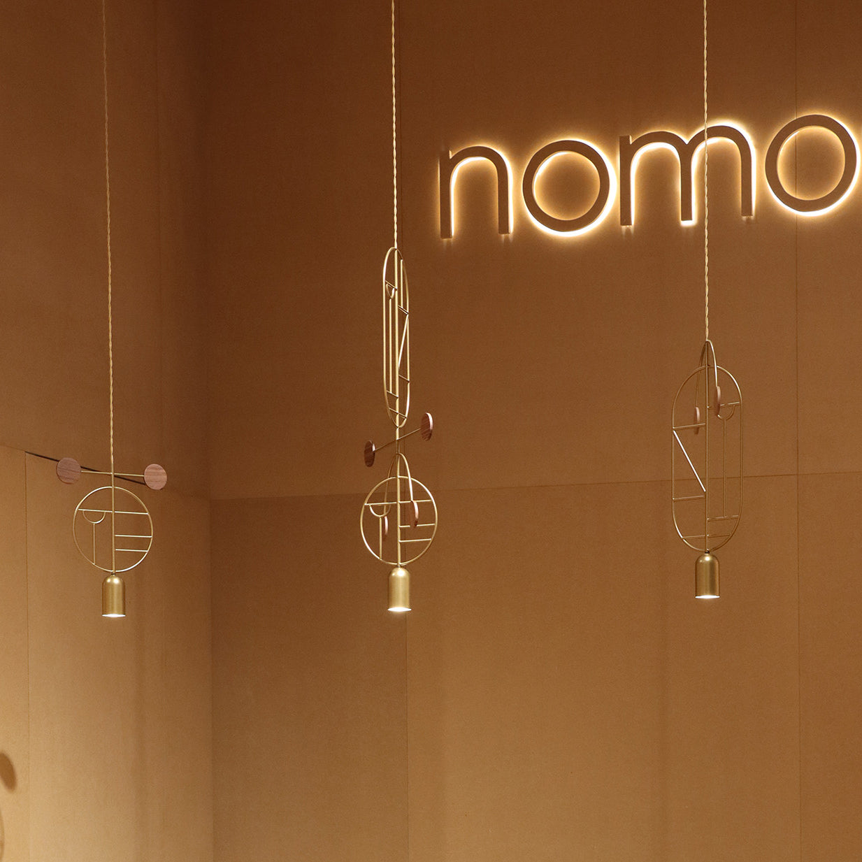 Wooden Dots Suspension Lamp with Stem