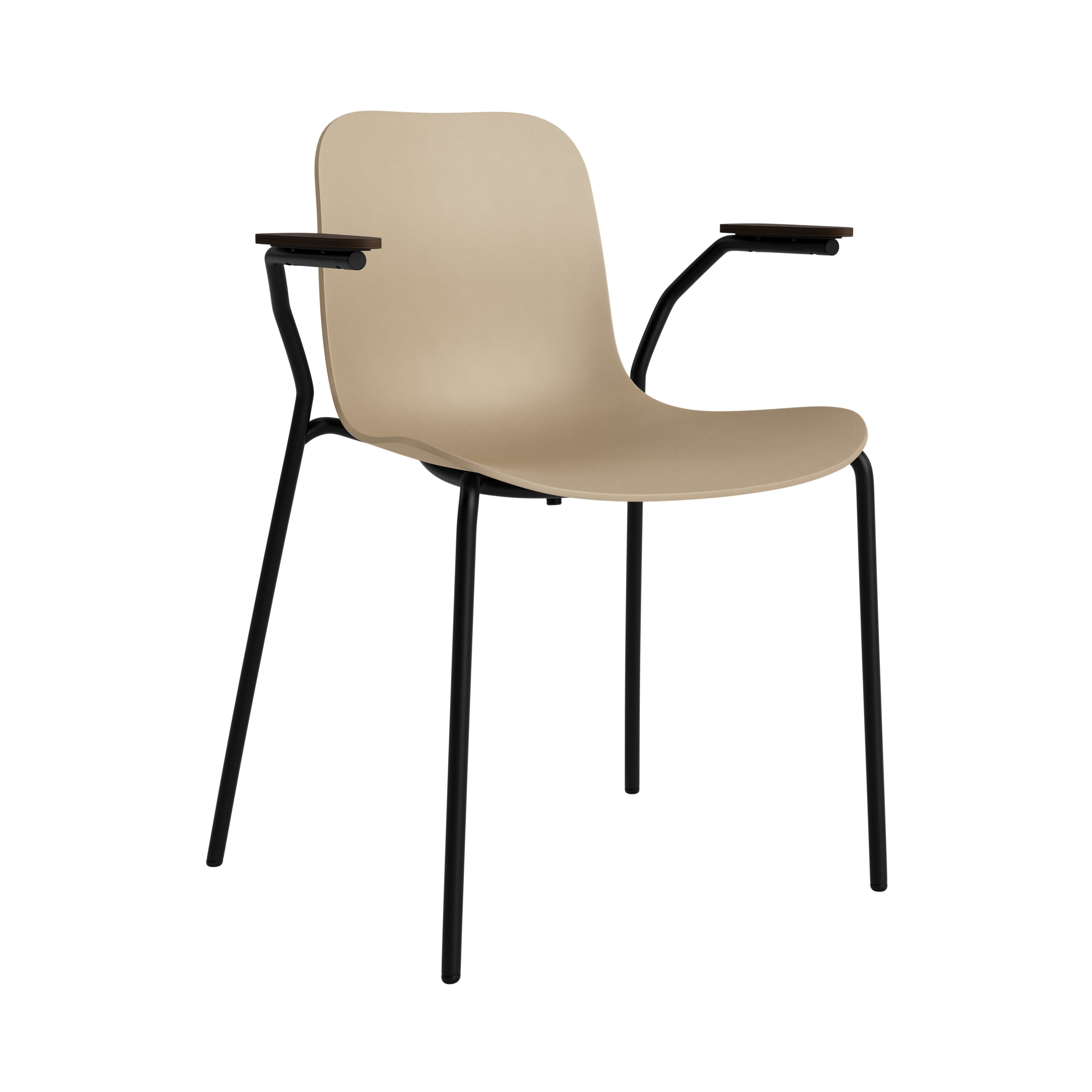 Langue Chair with Armrest: Ecru + Dark Smoked Oak