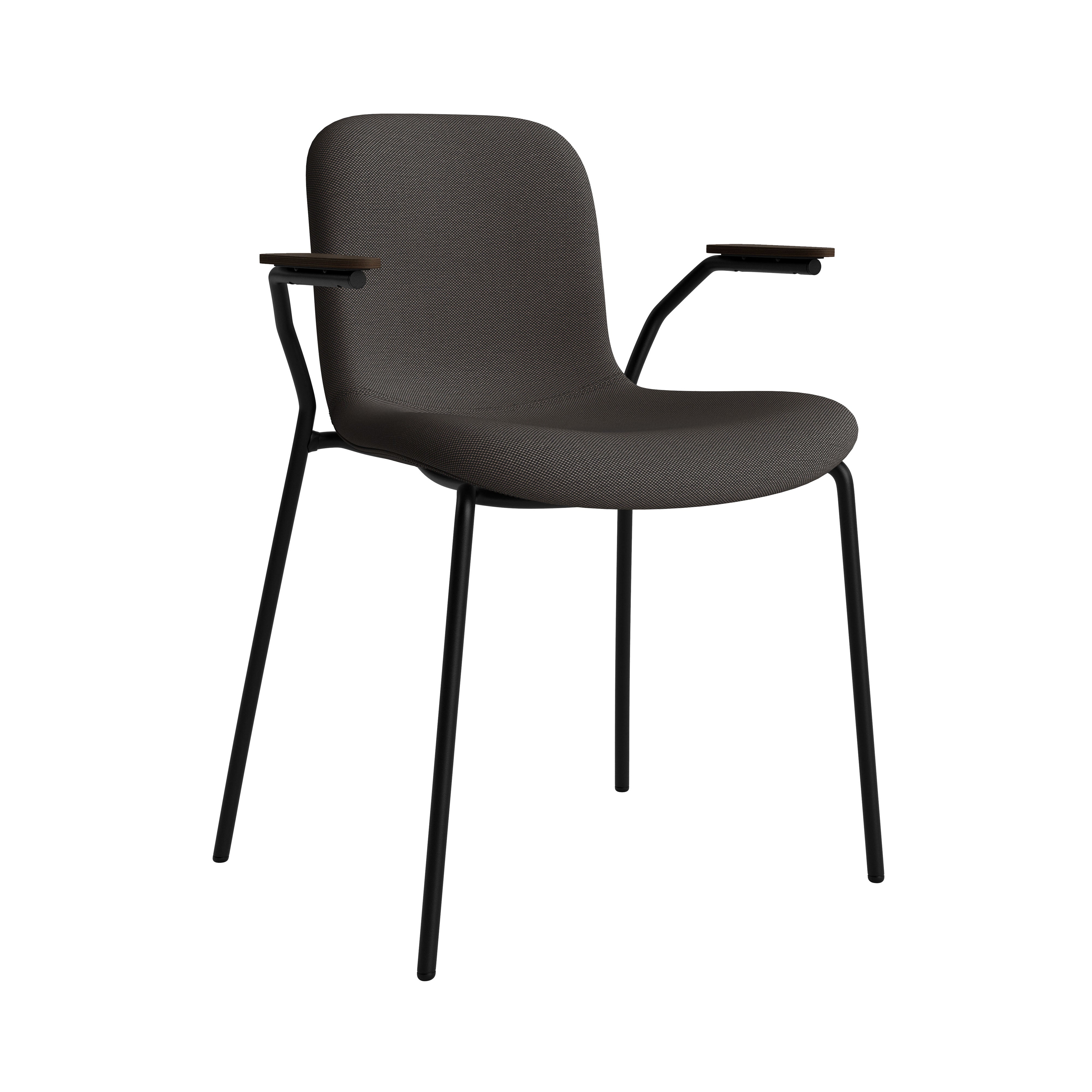 Langue Chair with Armrest: Soft Upholstered + Dark Smoked Oak