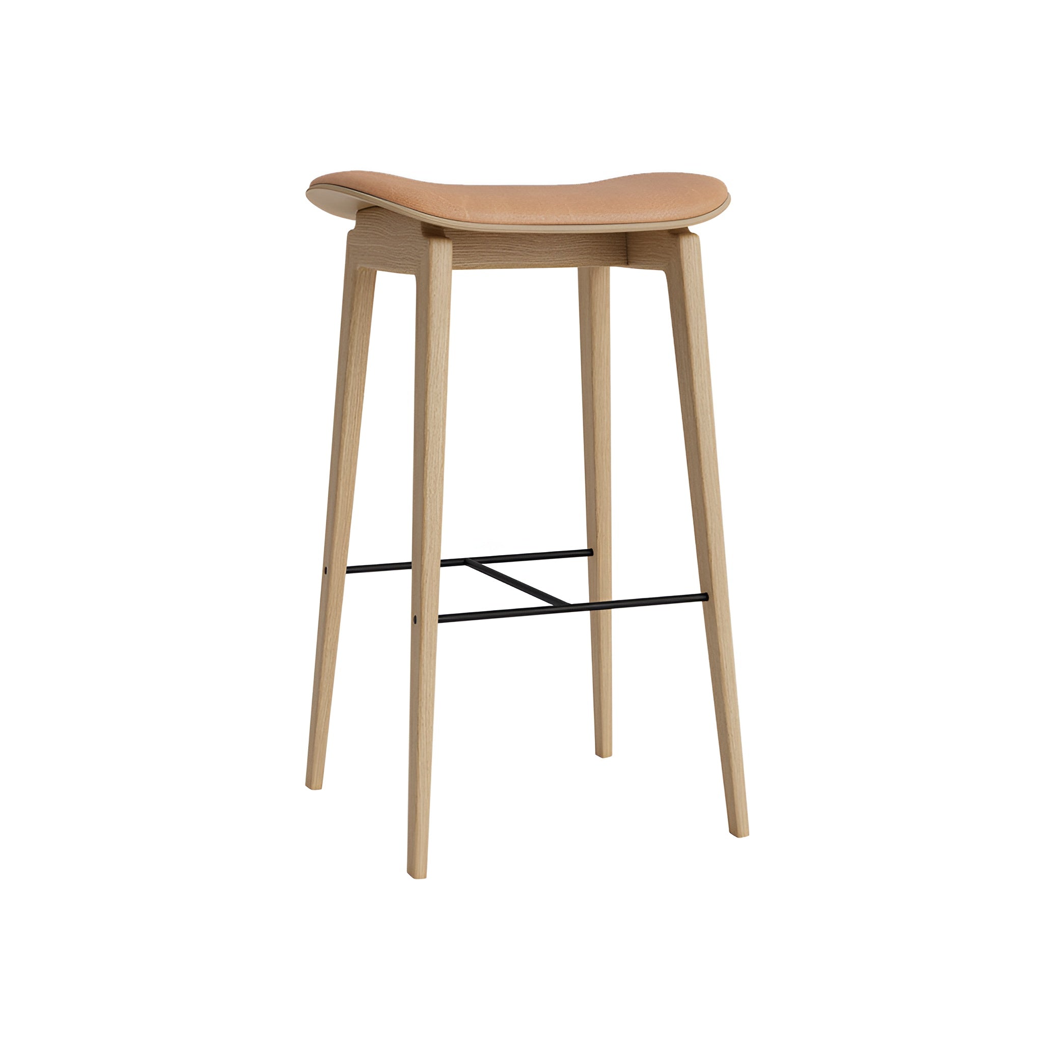 NY11 Bar + Counter Stool: Seat Upholstered + Counter + Natural Oak