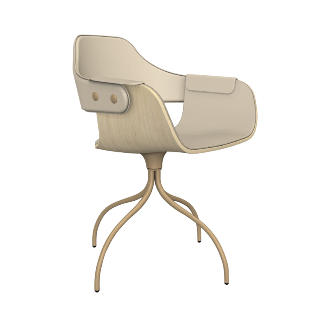 Showtime Nude Chair with Swivel Base: Full Upholstered + Natural Ash + Beige