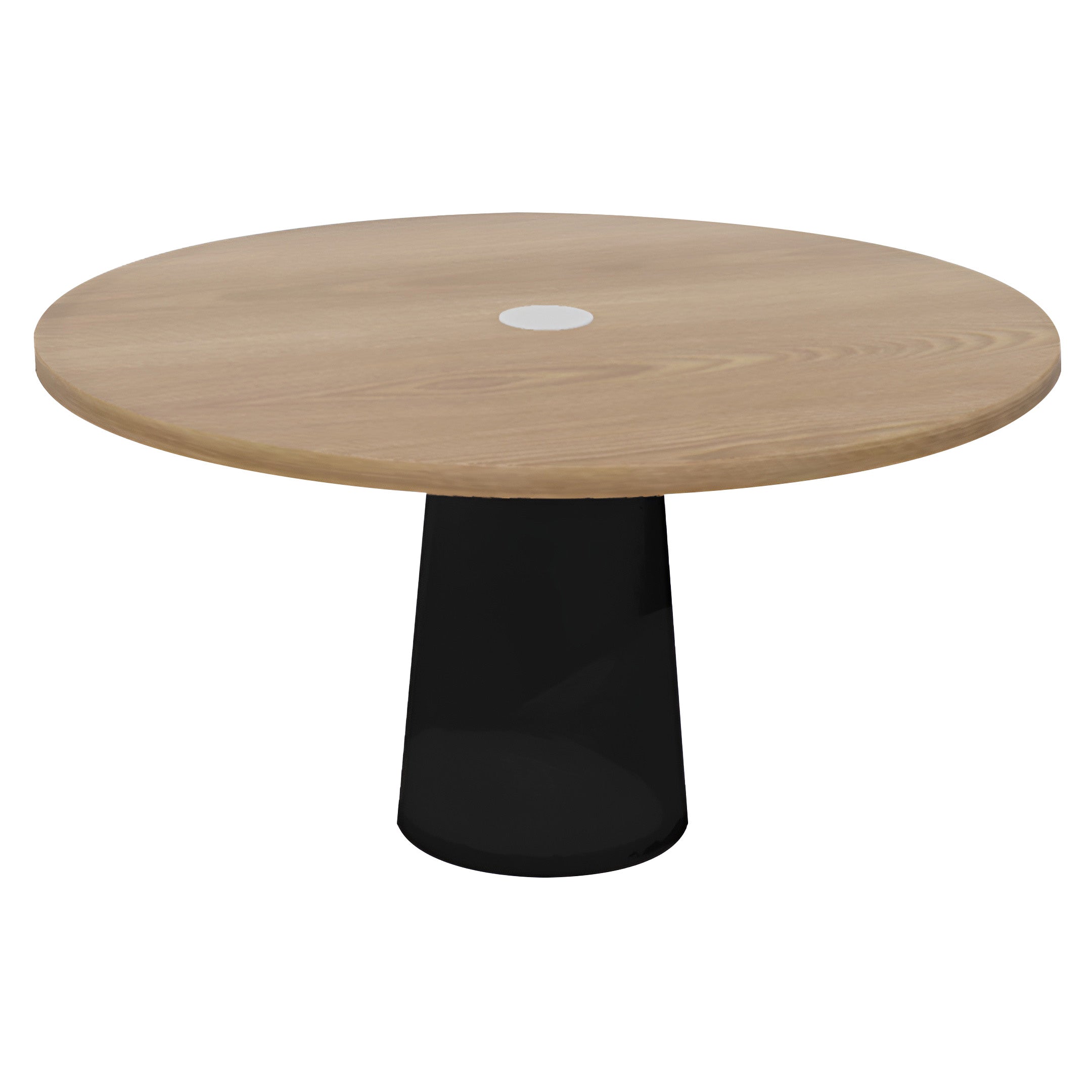 Container Round Table: Large + Cable Feed + Natural Oil with Hole + Black