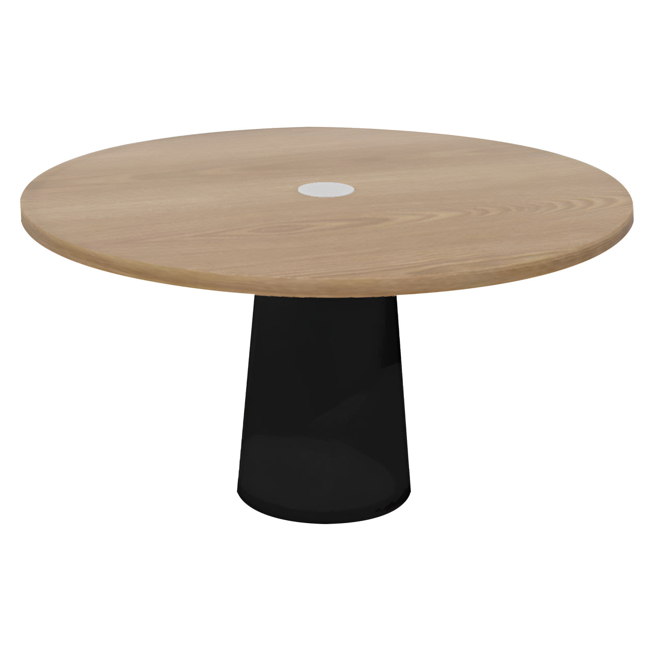Container Round Table: Large + Cable Feed + Natural Oil with Hole + Black