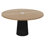 Container Round Table: Large + Cable Feed + Natural Oil with Hole + Black