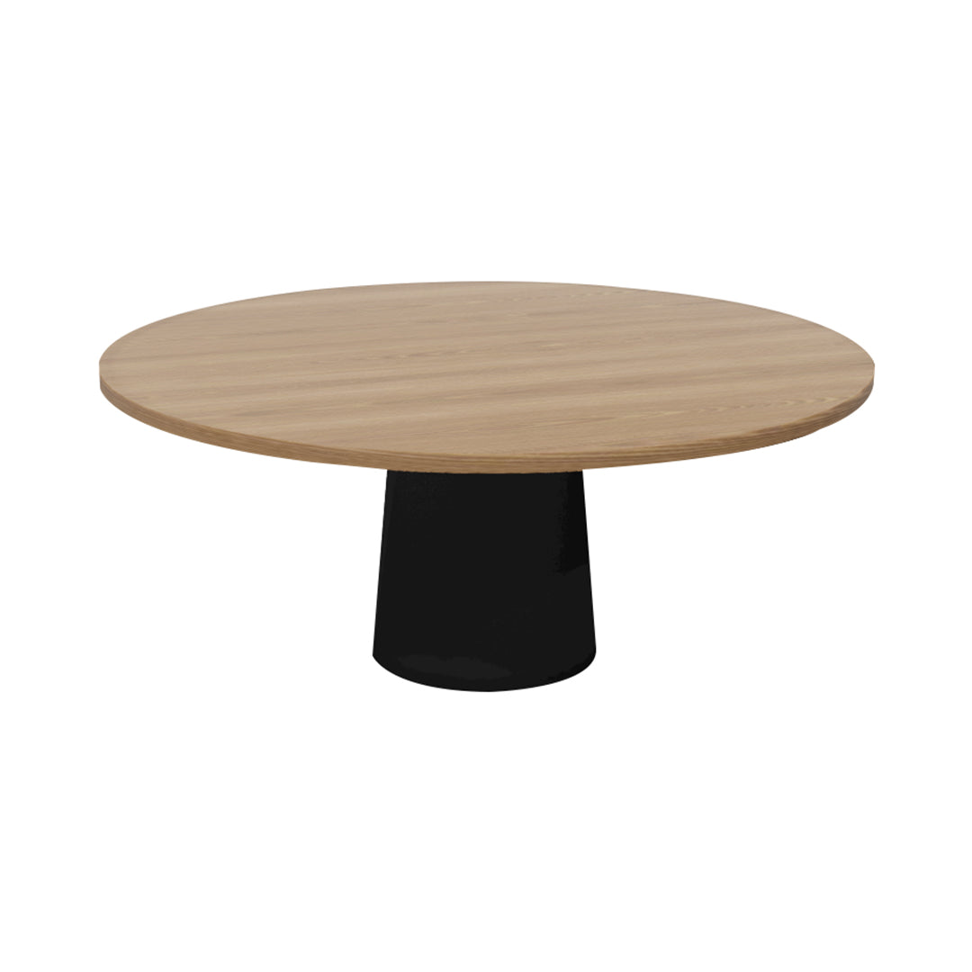 Container Round Table: XXL + Cable Feed + Natural Oil + Black