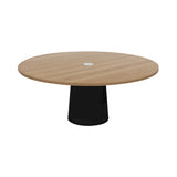 Container Round Table: XXL + Cable Feed + Natural Oil with Hole + Black