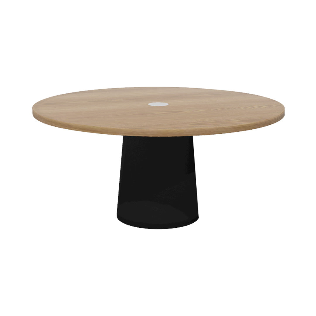 Container Round Table: Extra Large + Cable Feed + Natural Oil with Hole + Black