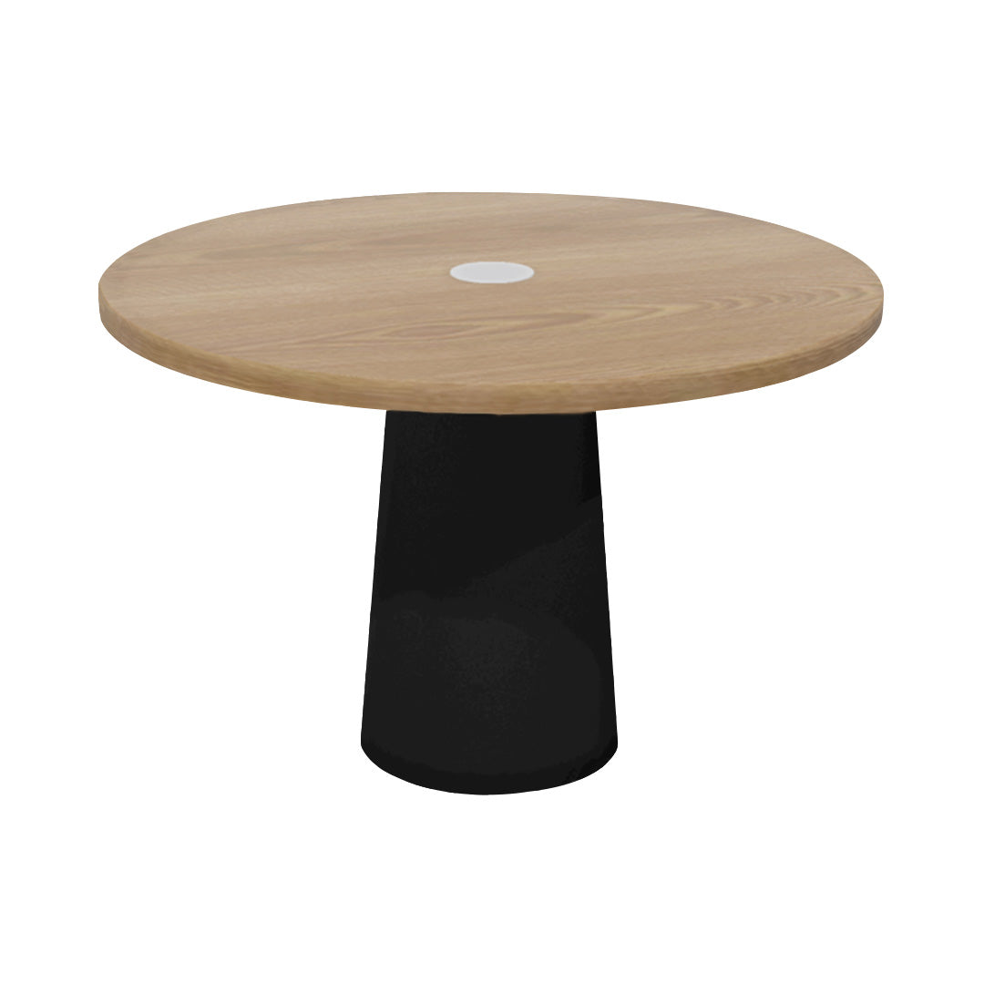 Container Round Table: Medium + Cable Feed + Natural Oil with Hole + Black