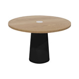 Container Round Table: Medium + Cable Feed + Natural Oil with Hole + Black