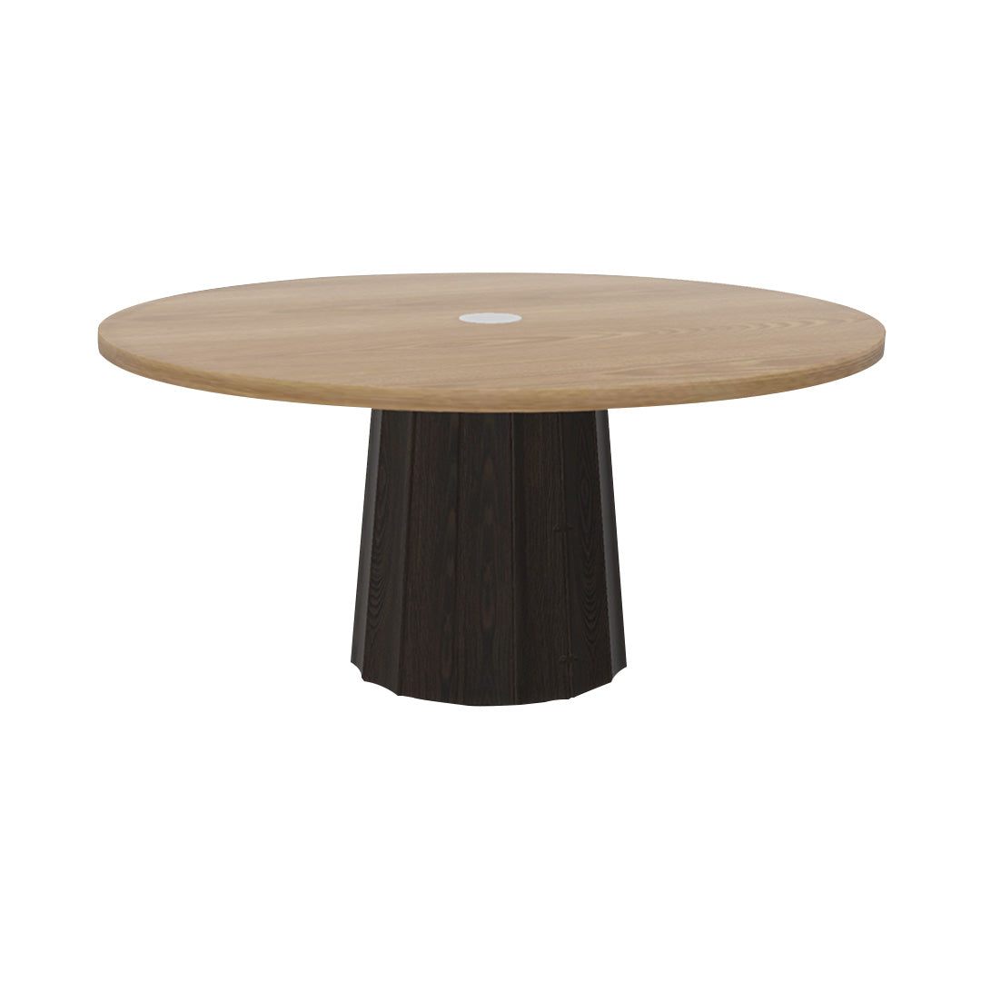 Container Round Table: Extra Large + Bodhi Cover + Natural Oil with Hole + Grey