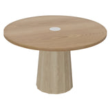 Container Round Table: Medium + Bodhi Cover + Natural Oil with Hole + White Wash