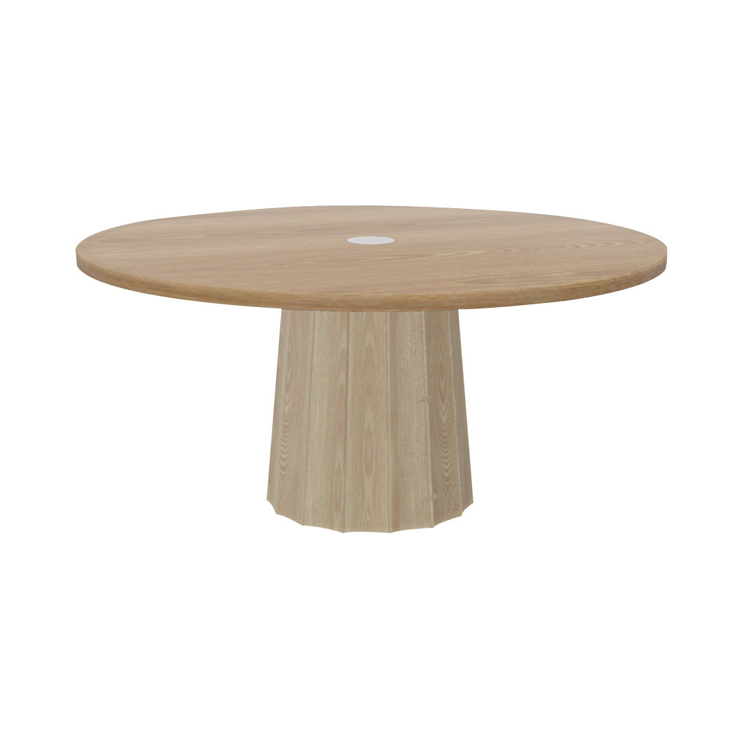 Container Round Table: Extra Large + Bodhi Cover + Natural Oil with Hole + White Wash