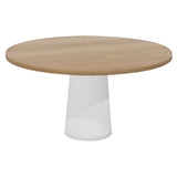 Container Round Table: Large + Cable Feed + Natural Oil + White