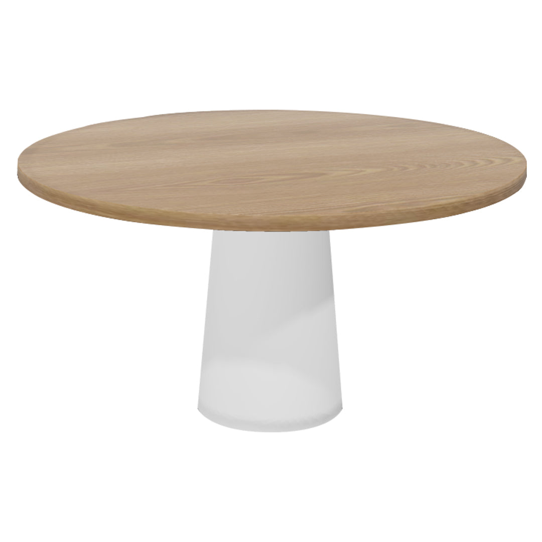 Container Round Table: Large + Cable Feed + Natural Oil + White