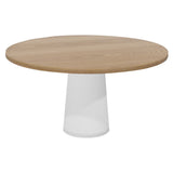 Container Round Table: Large + Cable Feed + Natural Oil + White