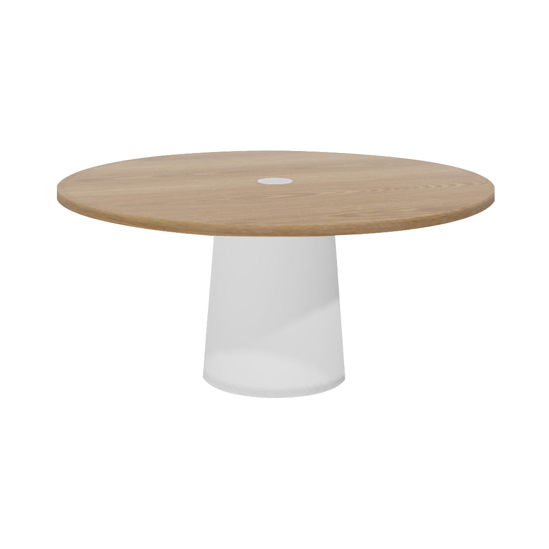 Container Round Table: Extra Large + Natural Oil with Hole + White