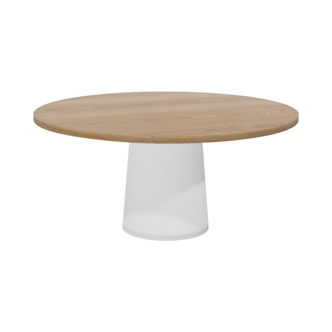Container Round Table: Extra Large + Cable Feed + Natural Oil + White