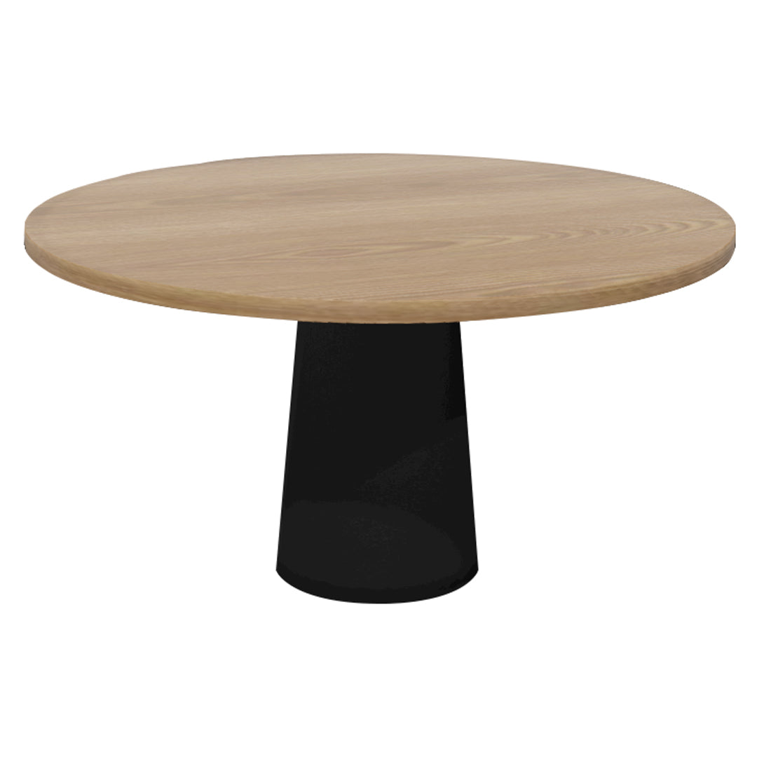 Container Round Table: Large + Cable Feed + Natural Oil + Black