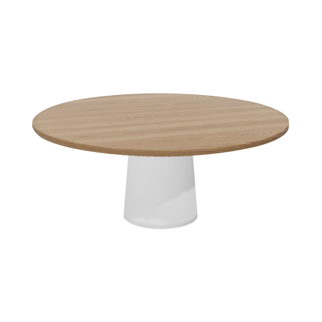 Container Round Table: XXL + Cable Feed + Natural Oil + White