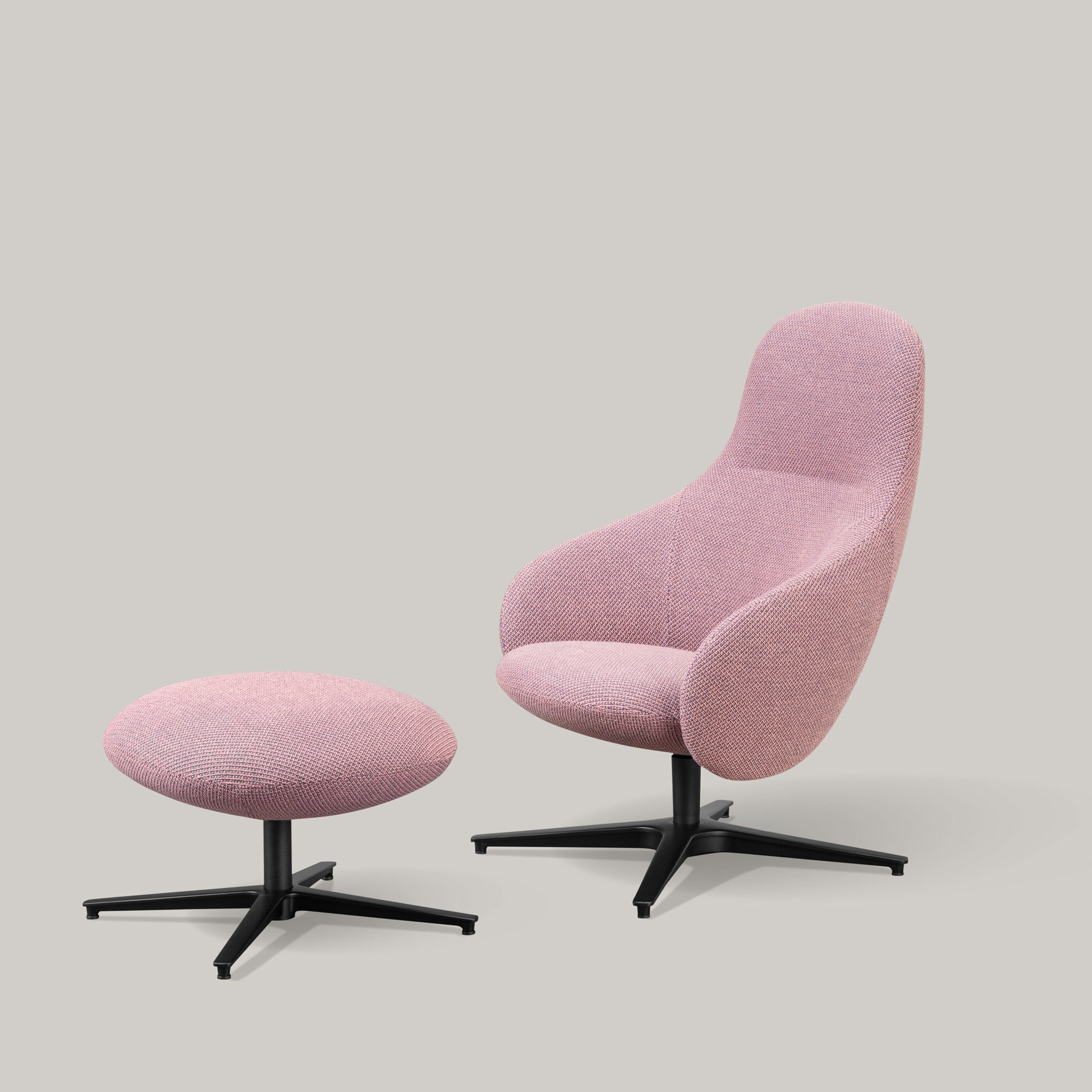 Nebula Lounge Chair + Pouf: Swivel Base
