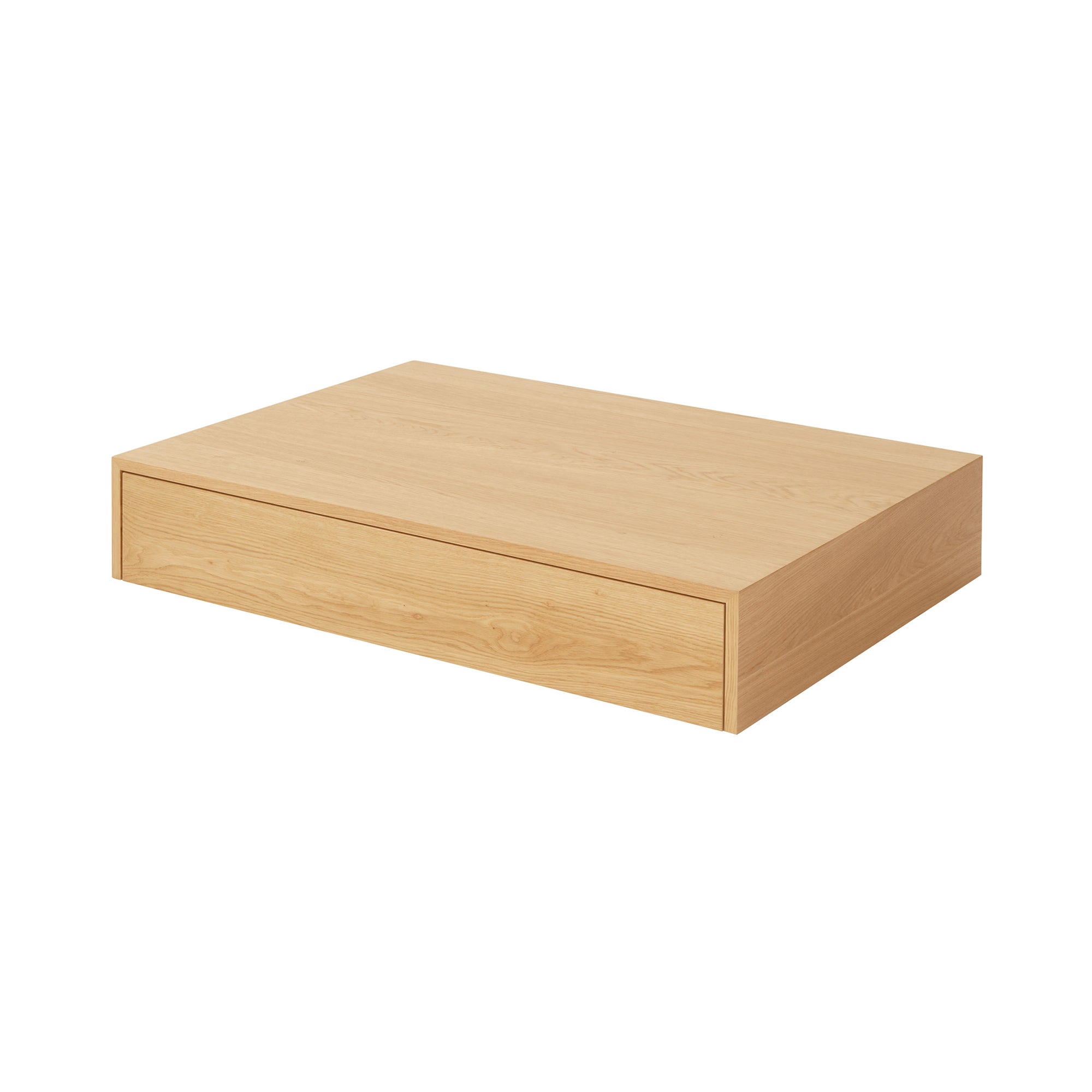 Mass Wide Coffee Table: With Drawer + Oak