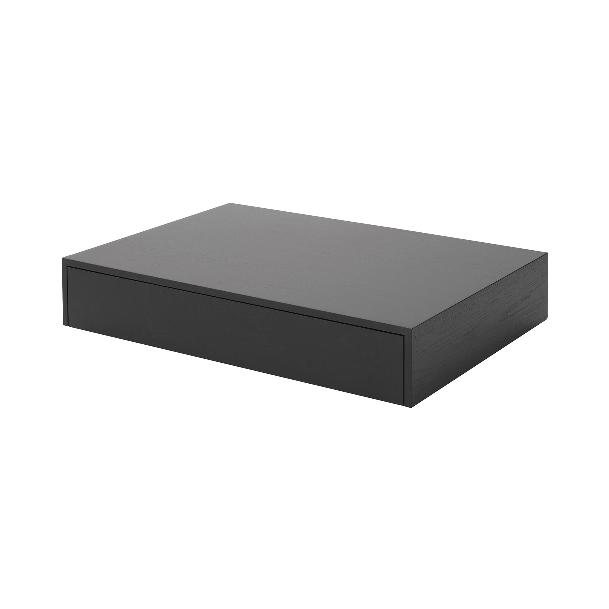 Mass Wide Coffee Table: With Drawer + Black Stained Oak