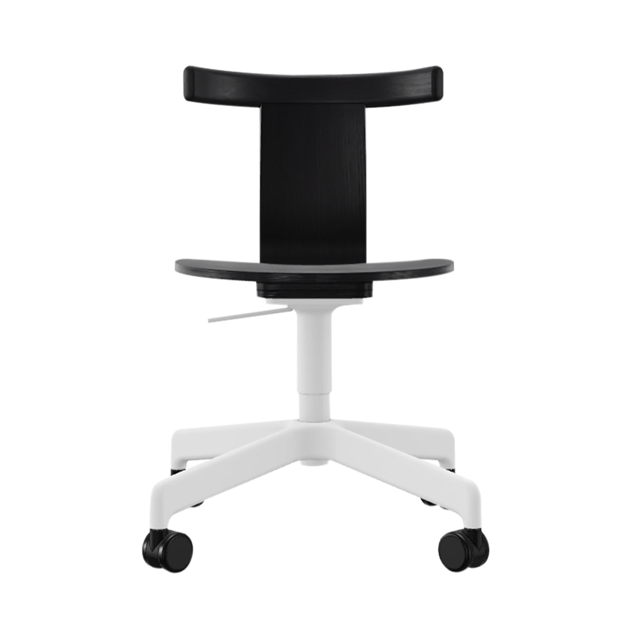 Jiro Swivel Chair: Black Oak + White + With Casters